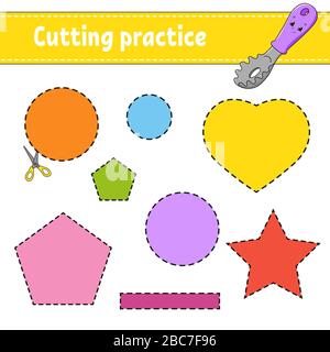 Preschool scissor activities for preschool kids to cut the paper with  scissors to improve motor skills, coordination and develop small muscles  for kin Stock Photo - Alamy