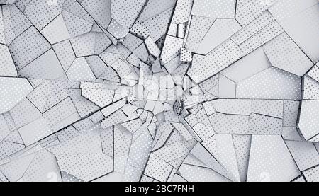 Abstract 3d rendering of cracked surface. Modern background design, wall destruction Stock Photo