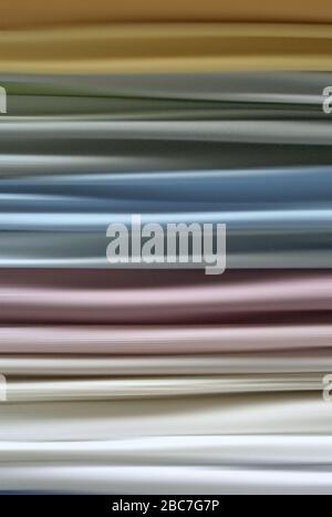 Mix colorful and pattern horizontal stripes textile, fabrics, cloths. Mix of pastel color of textile. Stock Photo