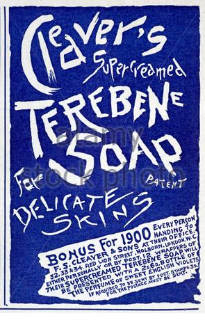 Victorian era, Cleavers Supercreamed Terebene Soap for delicate skin, vintage advertising from 1900 Stock Photo
