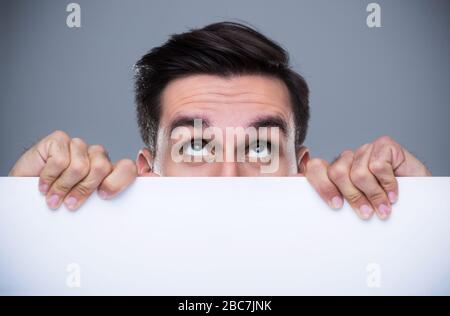 Man looking up Stock Photo