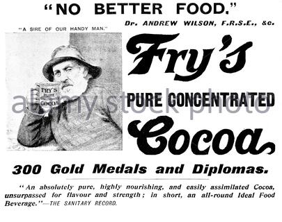 Victorian era, Fry's pure concentrated Cocoa, vintage advertising from 1900 Stock Photo