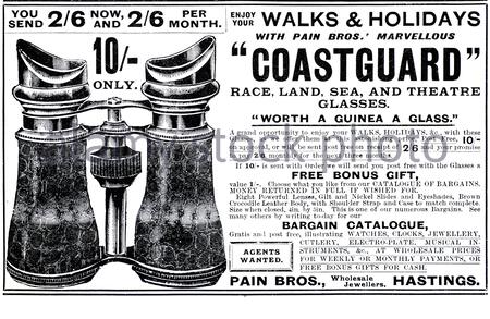 Victorian era, Binoculars, vintage advertising from 1900 Stock Photo