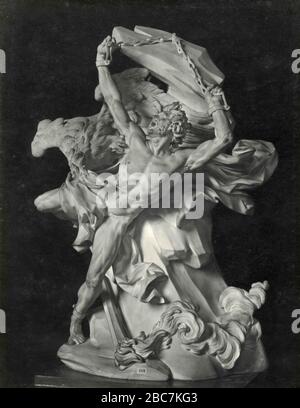 Prometheus, marble sculpture by French artist Nicholas-Sebastien Adam, Louvre Museum, Paris, France 1920s Stock Photo