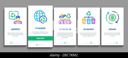 Recycle Factory Ecology Industry Onboarding Elements Icons Set Vector Stock Vector