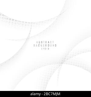 Abstract background white and gray geometric circles overlapping with halftone effect . Vector illustration Stock Vector