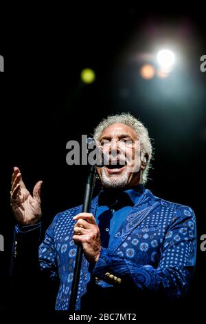 Skanderborg, Denmark. 11th, August 2018. The Welsh singer and songwriter Tom Jones performs a live concert during the Danish music festival SmukFest 2018. (Photo credit: Gonzales Photo - Lasse Lagoni). Stock Photo