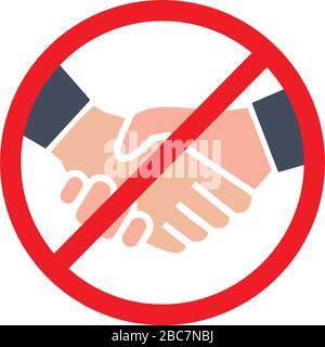 No handshake icon vector illustration no dealing no collaboration COVID 19 prevention concept Stock Vector