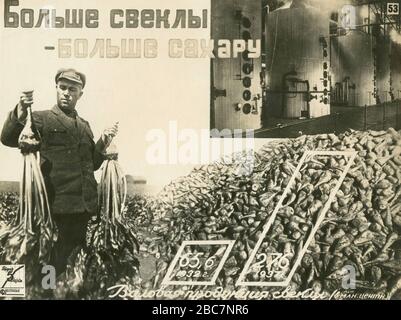 Propaganda photo of the Stalin's second five-year plan for the development of the national economy of the Union of Soviet Socialist Republics (USSR), 1937 Stock Photo