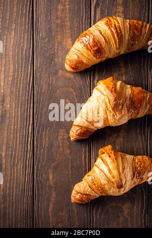 Freshly baked sweet croissants Stock Photo