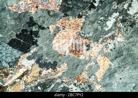 Gneiss metamorphic rock under the microscope 100x Stock Photo - Alamy