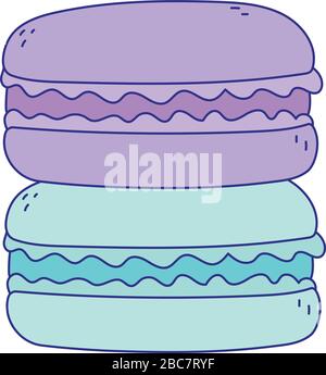 macaroons biscuits sweet candy confectionery isolated icon vector illustration Stock Vector