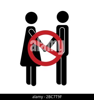 shaking hands prohibited warning sign pictogram vector illustration EPS10 Stock Vector