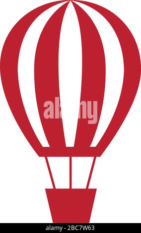 Hot air balloon icon red silhouette flat design style symbol vector illustration Stock Vector