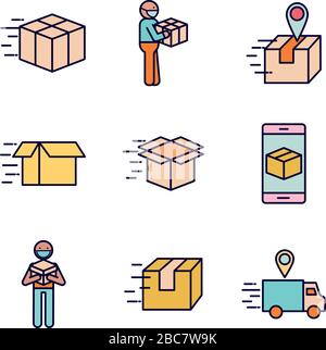 Fast delivery line and fill style icon set vector design Stock Vector