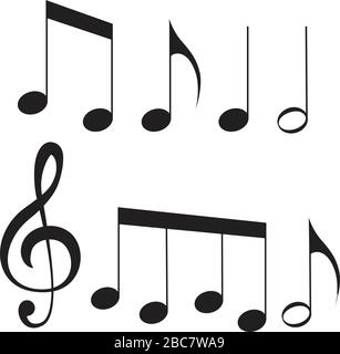 Music notes flat vector icon isolated on white for musical apps and websites Stock Vector