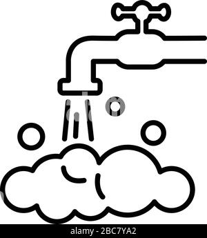 Water tap icon Black line art vector in black and white outline set ...