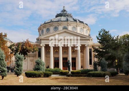 Romanian Athenaeum and concert hall in Bucharest, Romania Stock Photo