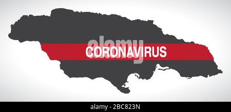 Jamaica map with Coronavirus warning illustration Stock Vector