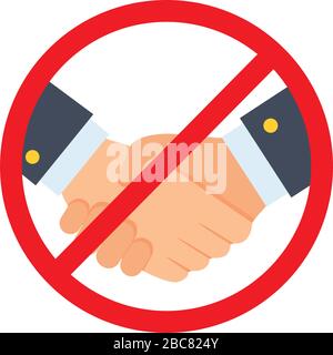 No handshake icon vector illustration no dealing no collaboration COVID 19 prevention concept hygiene icon Stock Vector