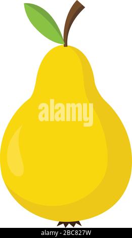 Yellow pear with green leaf fruit icon image vector illustration design Stock Vector