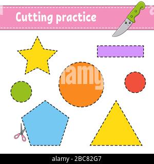 Preschool scissor activities for preschool kids to cut the paper with  scissors to improve motor skills, coordination and develop small muscles  for kin Stock Photo - Alamy