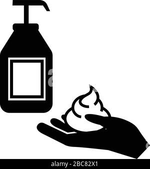 Wash hands with liquid soap vector icon filled flat sign for mobile concept and web design Hands antiseptic bottle glyph icon symbol, logo Stock Vector
