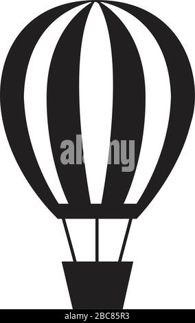 Hot air balloon icon black silhouette flat design style symbol vector illustration Stock Vector