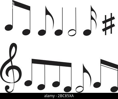 Music notes flat vector icon isolated on white for musical apps and websites Stock Vector
