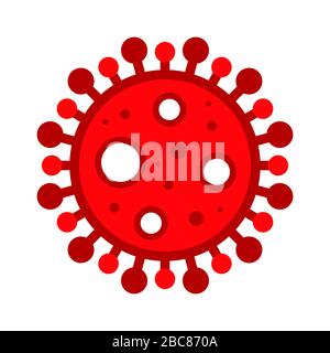 Wuhan Corona Virus, Covid-19, nCOV, MERS-CoV Novel Coronavirus Cell Stamp. Covid 19 Red Vector. Epidemic Warning Symbol or Sign, Risk Zone Sticker. Stock Vector