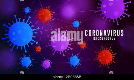 Coronavirus Background, Covid-19 Background, Virus Background, Coronavirus Background with Purple Blue Gradient Stock Vector