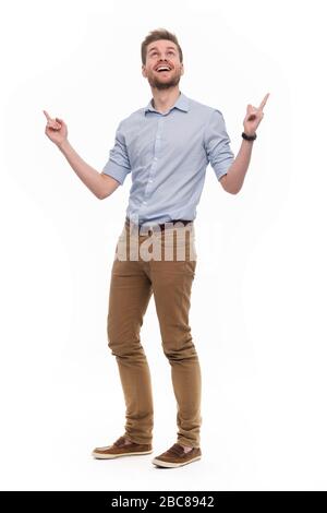 Portrait of young man looking up Stock Photo