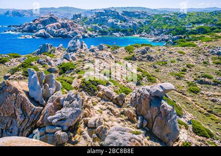 Bizarre granite rock formations in Capo Testa, Sardinia, Italy. Stock Photo