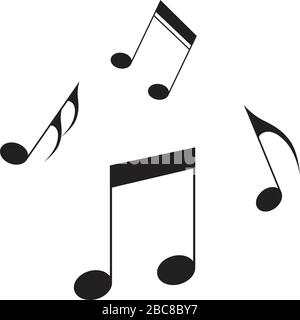 Music notes icon black isolated song melody or tune flat vector isolated Stock Vector