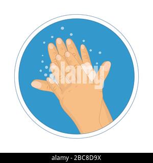 Washing hands with soap vector sign.  How to wash your hands infographic. Hand Washing Instruction Stock Photo