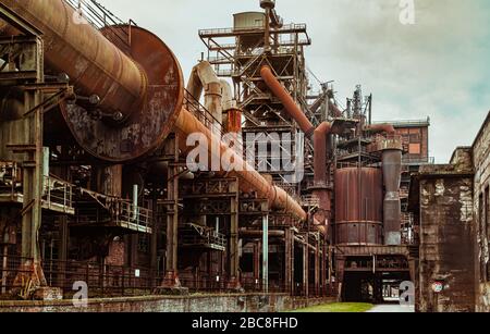Landscape park Duisburg Nord industrial culture Germany Ruhr area Stock Photo
