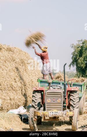 Indian farmer working in his field Andhra Pradesh South India Stock ...