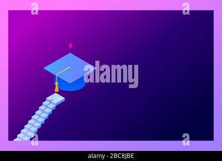 Graduation concept - modern isometric vector web banner Stock Vector