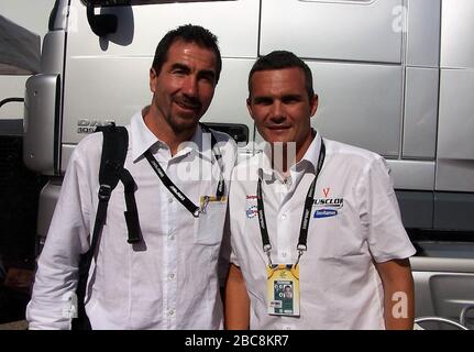 Luc Halphand and Richard Virenque during the Tour de France 2006, cycling Stage 15 race,Gap - L'Alpe-d'Huez on June 18, 2006 in 'Alpe-d'Huez, France - Photo Laurent Lairys /DPPI Stock Photo