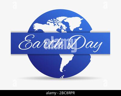 Earth day, blue planet isolated on a white background. Vector illustration Stock Vector
