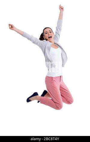 Young woman jumping Stock Photo
