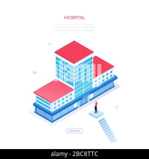 Hospital - modern colorful isometric vector web banner Stock Vector