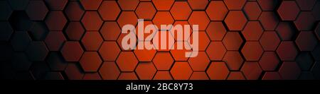 hexagons orange, background texture, 3d illustration, 3d rendering Stock Photo