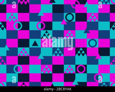 Bauhaus geometric pattern seamless swiss graphic style design.  Retro colorful background for promotional products, wrapping paper and printing. Vecto Stock Vector
