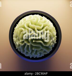 3d organic abstract plastic patterned geometric object in bowl, 3d illustration