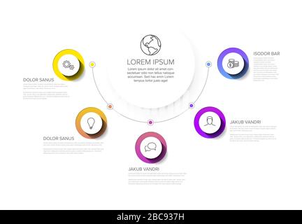 Vector multipurpose Infographic template with title and five elements options and modern colors on a white  background Stock Vector