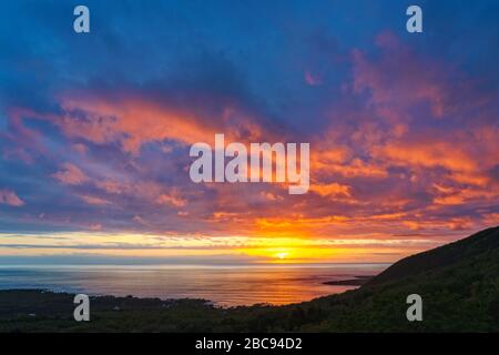 Sunset over Kealakekua Bay, Hawaii Island Stock Photo