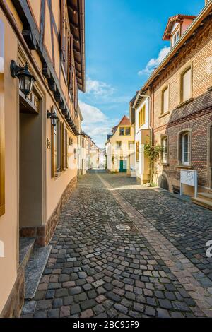 Obergasse in the historic old town of Meisenheim am Glan, well-preserved medieval architecture in the northern Palatinate highlands, a pearl in the Gl Stock Photo