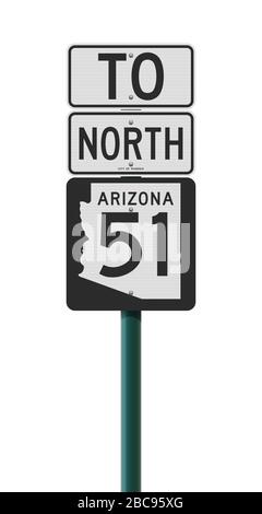 Vector illustration of the Arizona State Highway road sign on metallic green pole Stock Vector