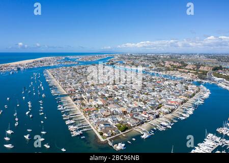 Aerial view of Balboa Island Newport Beach California Stock Photo